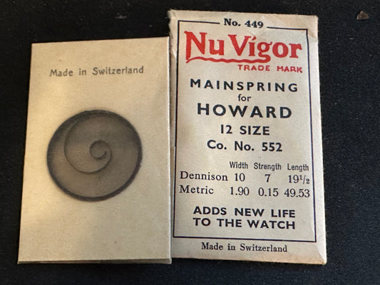 NuVigor Mainspring #449 for Howard 12s Factory No. 552 - Steel