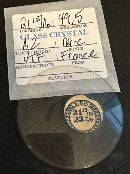 VTF Vintage Glass Pocket Watch Crystal 21-15/16 (~49.5mm) - NOS