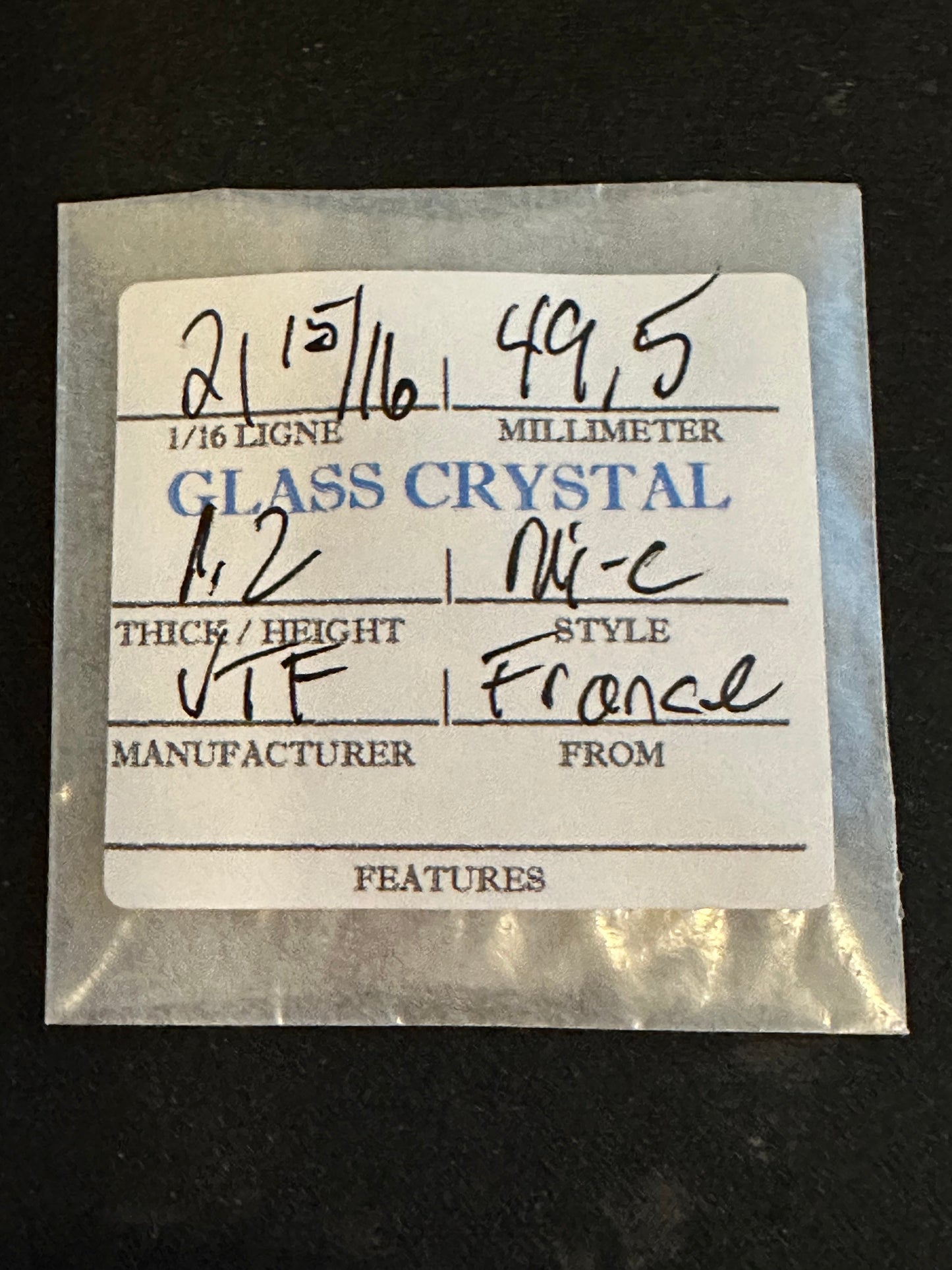 VTF Vintage Glass Pocket Watch Crystal 21-15/16 (~49.5mm) - NOS