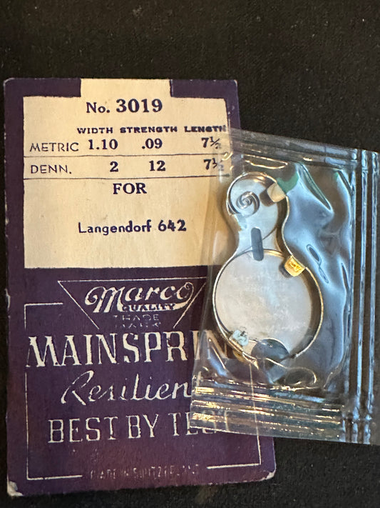 Marco Mainspring No. 3019 for Langendorf caliber 642 - Steel