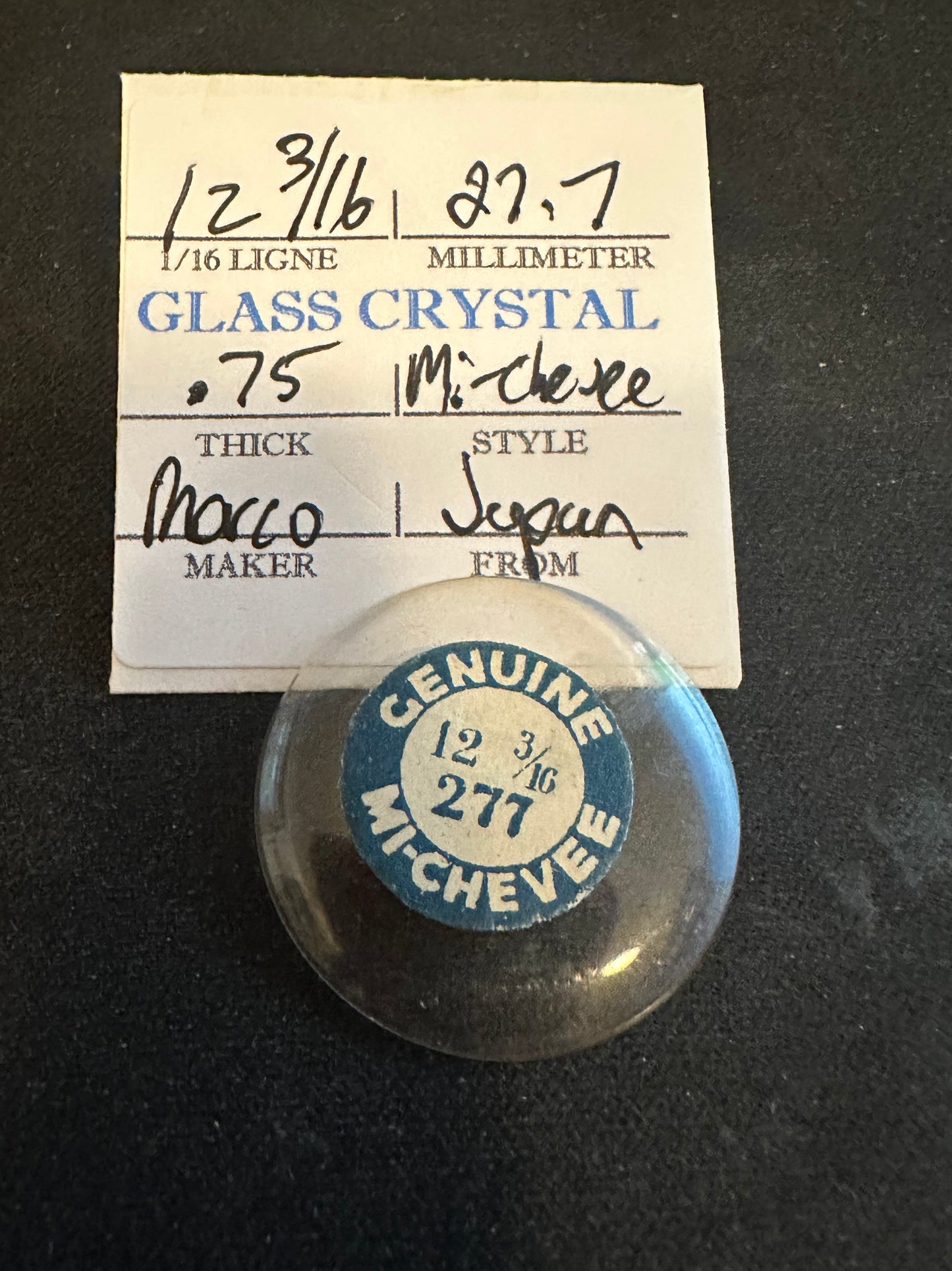 Marco Mi-Chevee Vintage Glass Small Pocket Watch Crystal 12-3/16 (27.7mm) - NOS