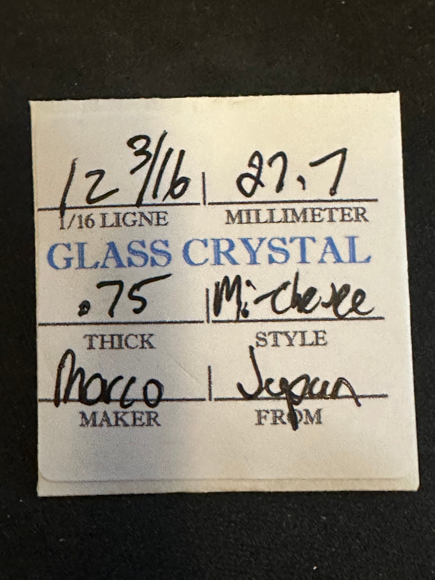 Marco Mi-Chevee Vintage Glass Small Pocket Watch Crystal 12-3/16 (27.7mm) - NOS