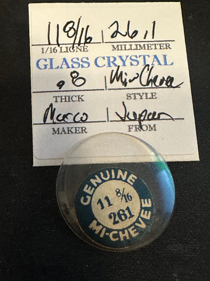 Marco Mi-Chevee Vintage Glass Small Pocket Watch Crystal 11-8/16 (26.1mm) - NOS