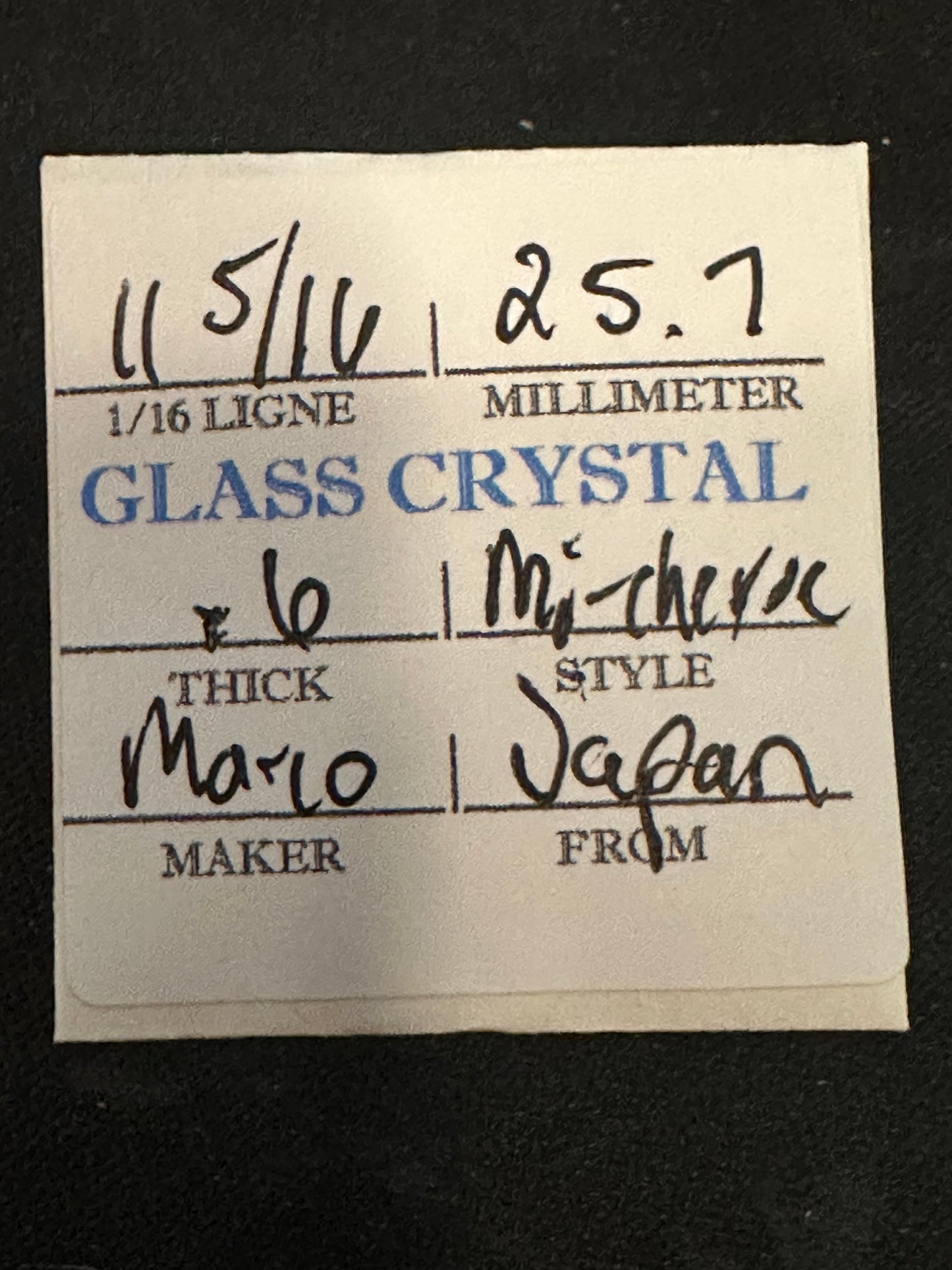 Marco Mi-Chevee Vintage Glass Small Pocket Watch Crystal 11-5/16 (25.7mm) - NOS