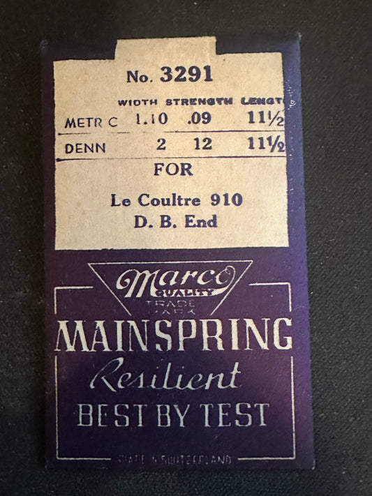 Marco Mainspring 3291 for LeCoultre caliber 910 - Steel