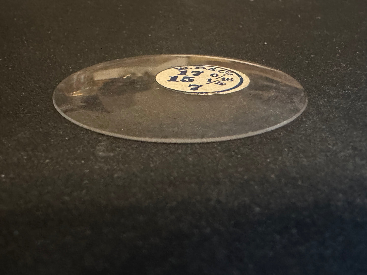 W. B. & C. Vintage Glass Hunting Case Watch Crystal 17-6/16 (~39.2mm) - NOS