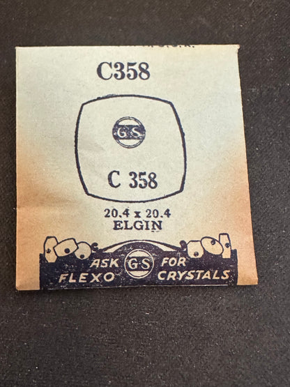 GS Flexo Flat Crystal C358 for ELGIN & Star Watch Case - 20.4 x 20.4 mm - New