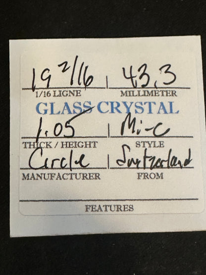 Circle Brand Vintage Glass Pocket Watch Crystal 19-2/16 (~43.3mm) - NOS