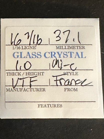 VTF Vintage Glass Pocket Watch Crystal 16-7/16 (~37.1mm) - NOS