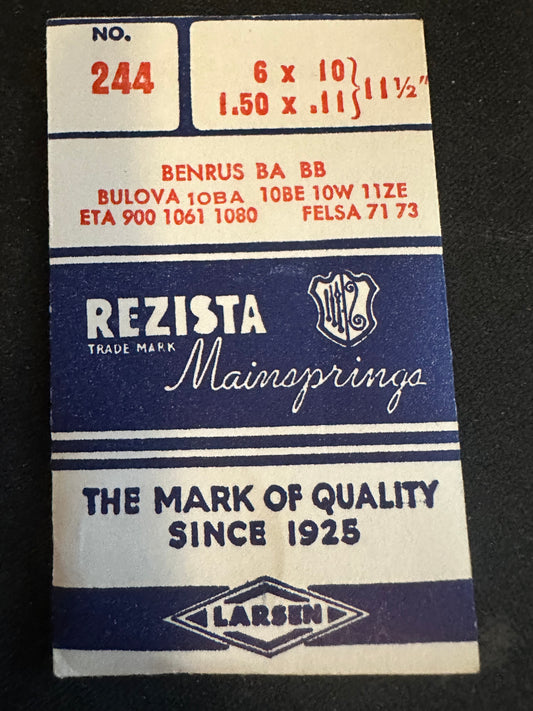 Rezista Mainspring No. 244 for Benrus BA, BB, Bulova 10BA, 10BE, 10W, 11ZE - Steel