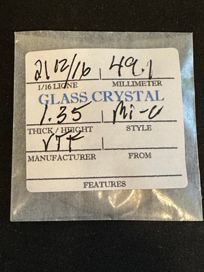 VTF Vintage Glass Pocket Watch Crystal 21-12/16 (~49.1mm) - NOS