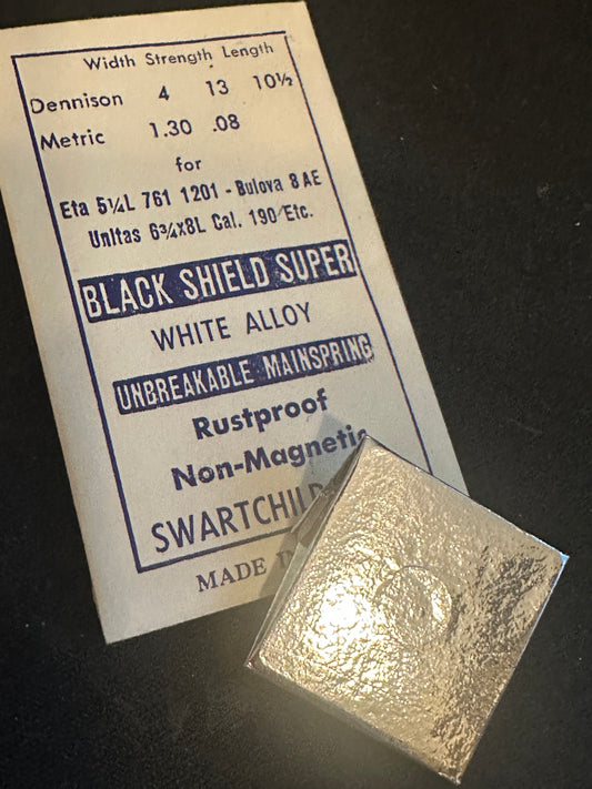 Swartchild Black Shield SUPER Mainspring for ETA 761, 1201, Bulova 8AE, Unitas 190 - Alloy