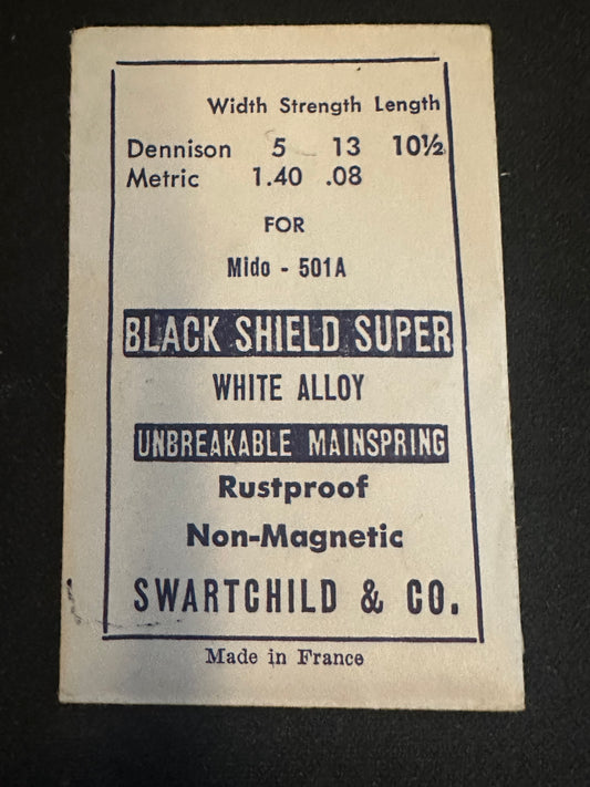 Swartchild Black Shield SUPER Mainspring for Mido 501A - Alloy