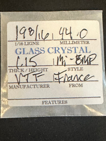 VTF Vintage Glass Pocket Watch Crystal 19-8/16 (~44.0mm) - NOS