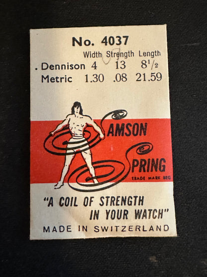 Samson Mainspring No. 4037 for AS 1138, Enicar 210, 680, Frey 30, Kurth 220 - Steel
