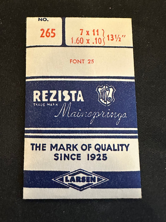 Rezista Mainspring No. 265 for Font 25 - Steel