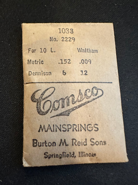 Comsco Mainspring #1038 for Waltham 10 ligne No. 2229 - Steel