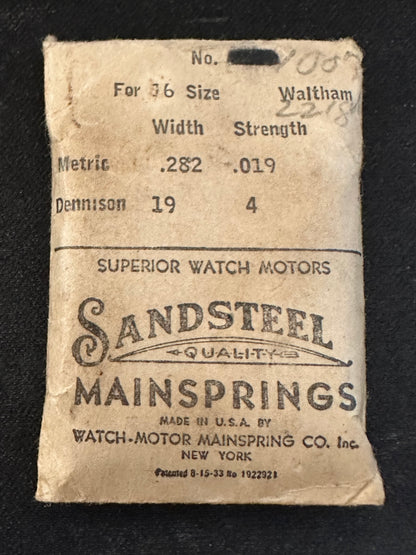 Sandsteel Mainspring for 16s Waltham Factory No. 2218 - Steel