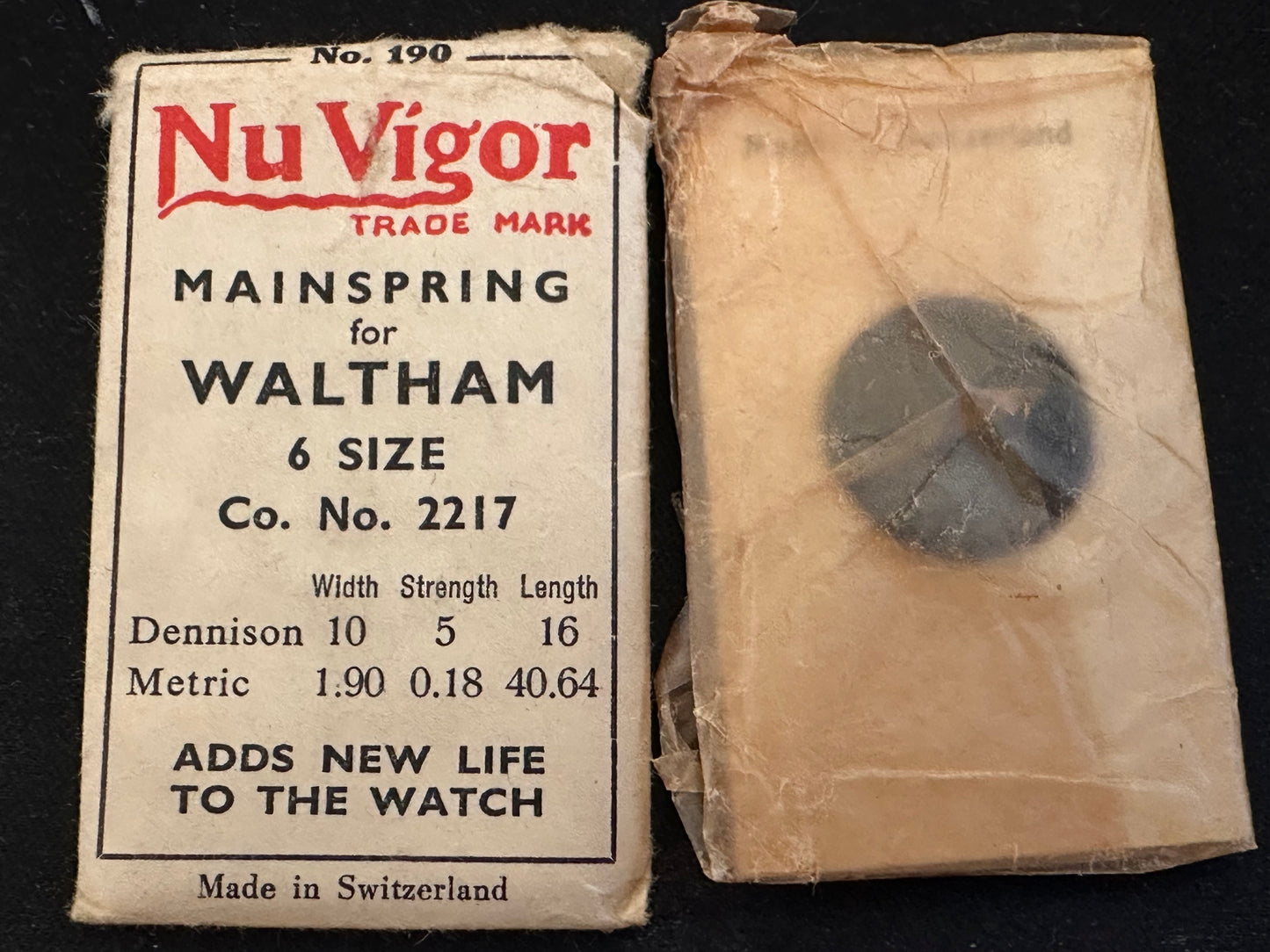 NuVigor Mainspring #190 for Waltham 6s Factory No. 2217 - Steel