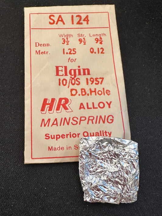 HR Mainspring SA124 for Elgin 10/0s Factory No. 1957 / 6009 - Alloy