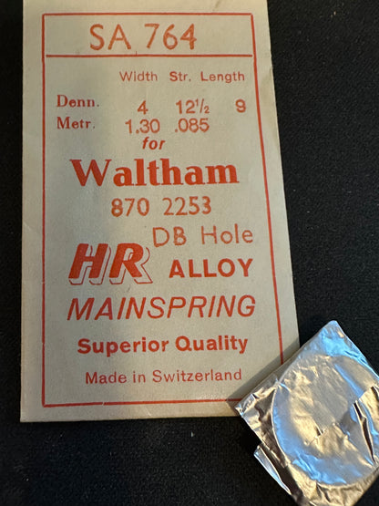 HR Mainspring SA764 for Waltham 8¾ Ligne Model 870 #2253 - Alloy