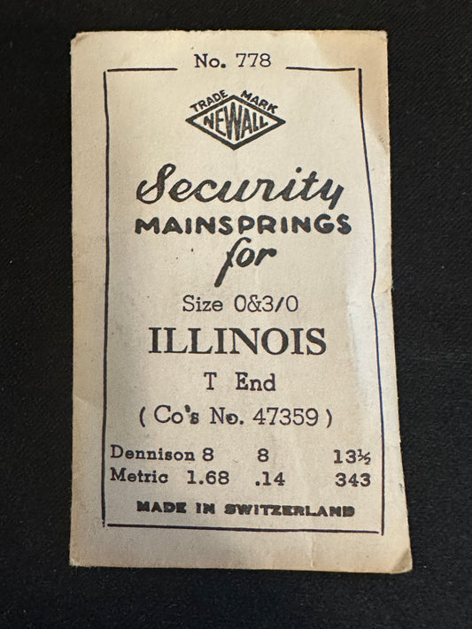 Newall Security Mainspring #778 for Illinois 0s & 3/0s No. 47359 - Steel