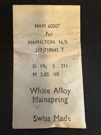Alloy Mainspring 60207 for 16s Hamilton No. 317 / 718041