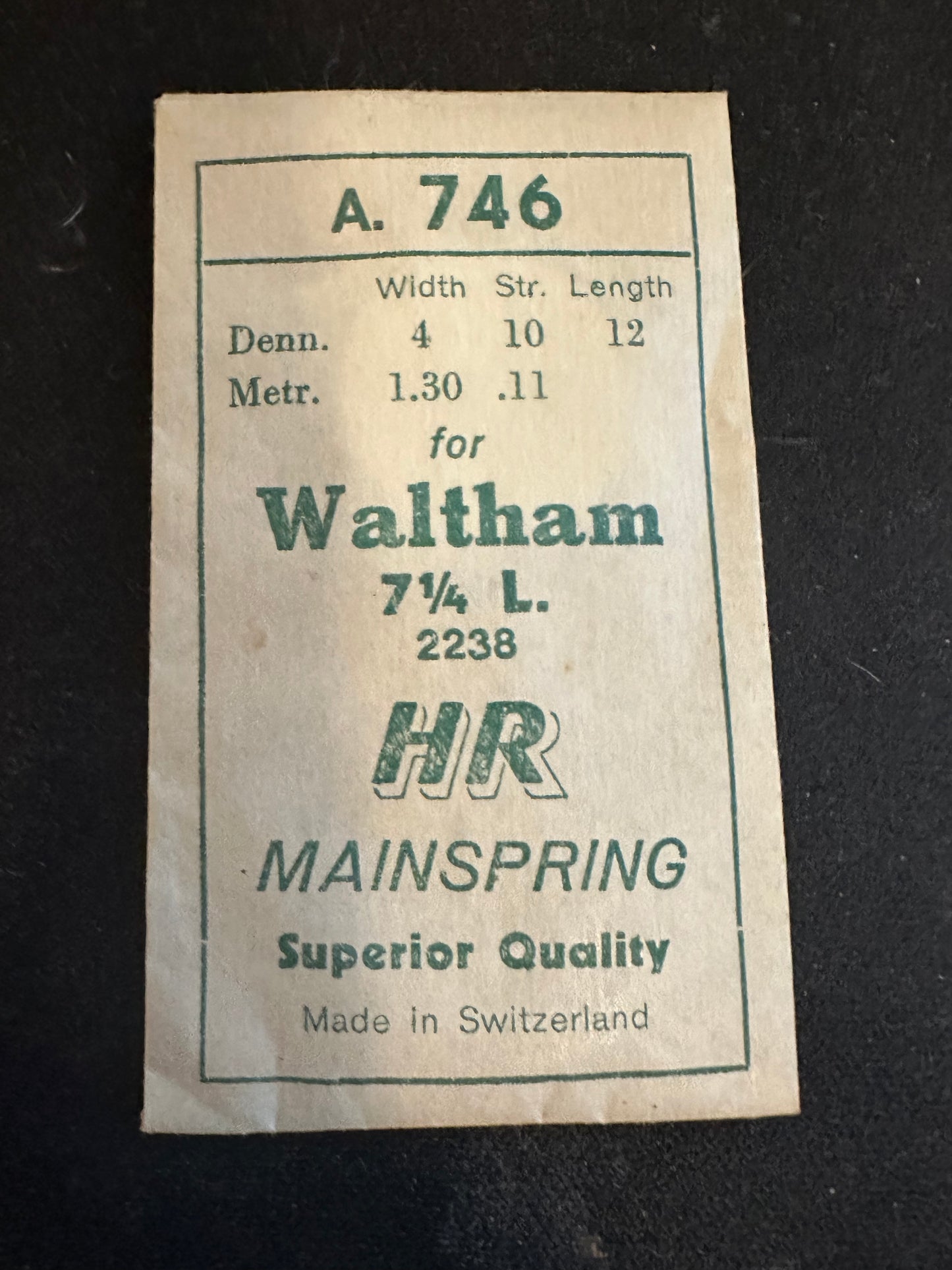 HR Mainspring A746 for Waltham 7¼ ligne No. 2238 / 2274 - Steel