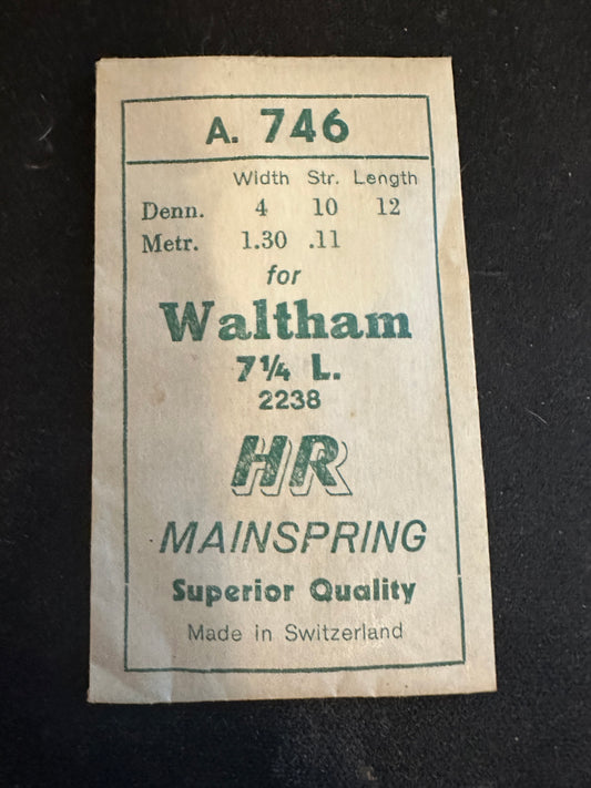 HR Mainspring A746 for Waltham 7¼ ligne No. 2238 / 2274 - Steel