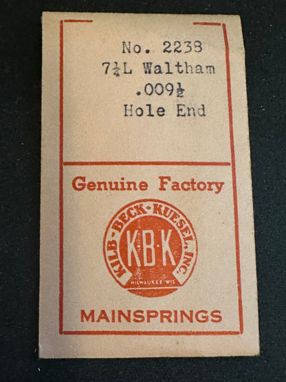 KBK Mainspring #4082 for Waltham 7¼ ligne Factory No. 2238 - Steel