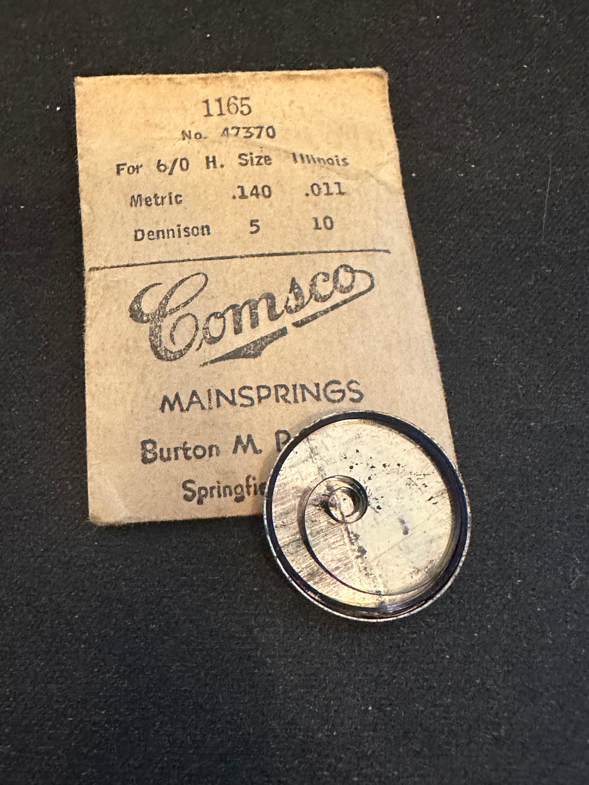 Comsco Mainspring #1165 for Illinois 6/0s Factory No. 47370 - Steel