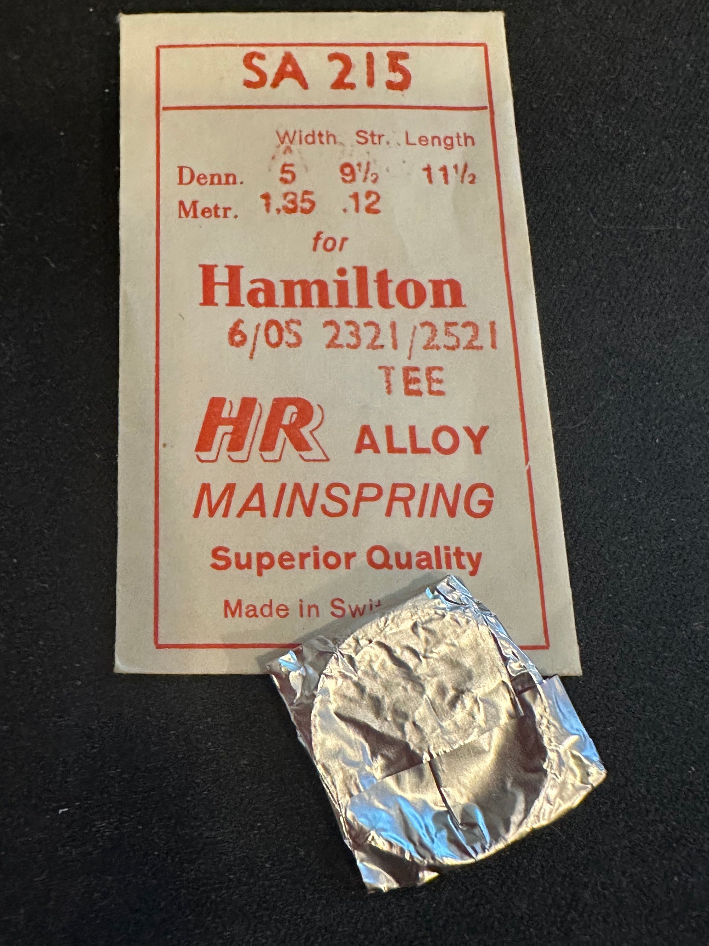 HR Mainspring SA215 for 6/0 Hamilton No. 2321 / 2521 / 718201 / 718202 - Alloy