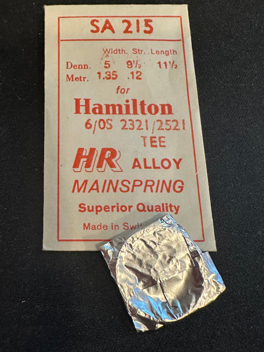 HR Mainspring SA215 for 6/0 Hamilton No. 2321 / 2521 / 718201 / 718202 - Alloy