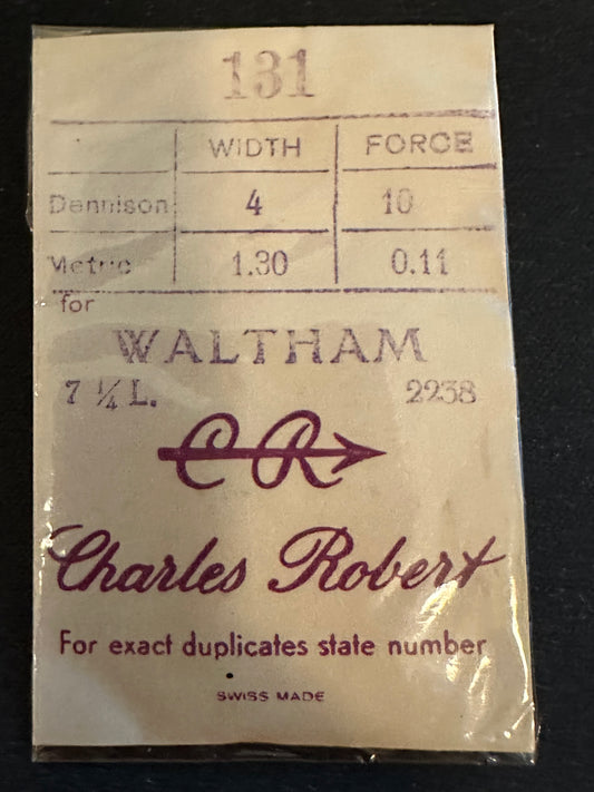 CR Mainspring #131 for Waltham 7¼ ligne Factory No. 2238 - Steel