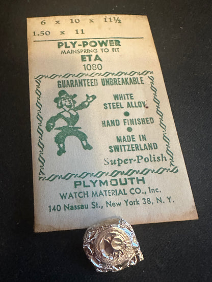 Plymouth Ply-Power Mainspring for ETA caliber 1080, 1081 - Alloy