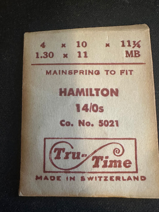 Tru-Time Mainspring for Hamilton 5021 for 14/0s movements - Steel