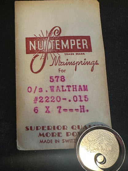 NuTemper Mainspring #578 for Waltham 0s Factory No. 2220 - Steel