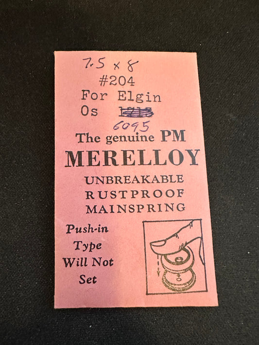 PM Merelloy Mainspring #204 for Elgin 0s movements No. 2097 / 6095 - Alloy