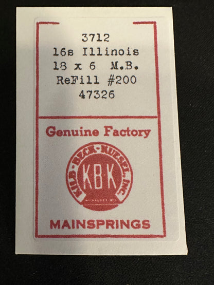 KBK Mainspring #3712 for Illinois 16s No. 47326 - Steel