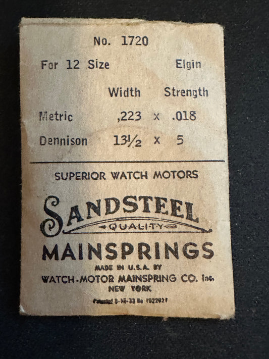 Sandsteel Mainspring for Elgin 12s No. 1720 - Steel