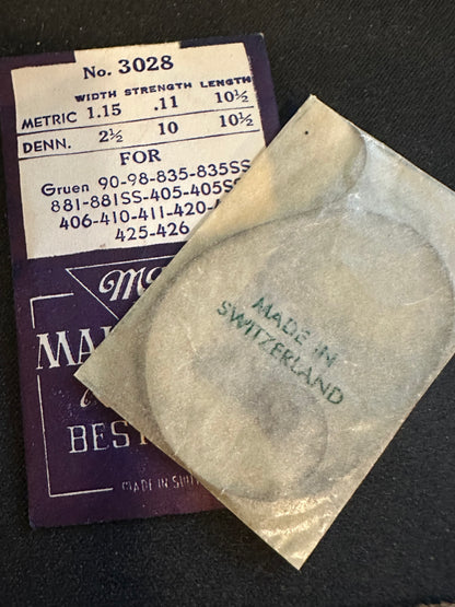 Marco Mainspring #3028 for Gruen 405, 405SS, 406, 410, 411, 420, 421, 425, 426 - Steel
