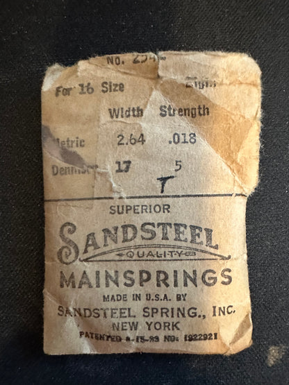 Sandsteel Mainspring for 16s Elgin No. 2542 - Steel