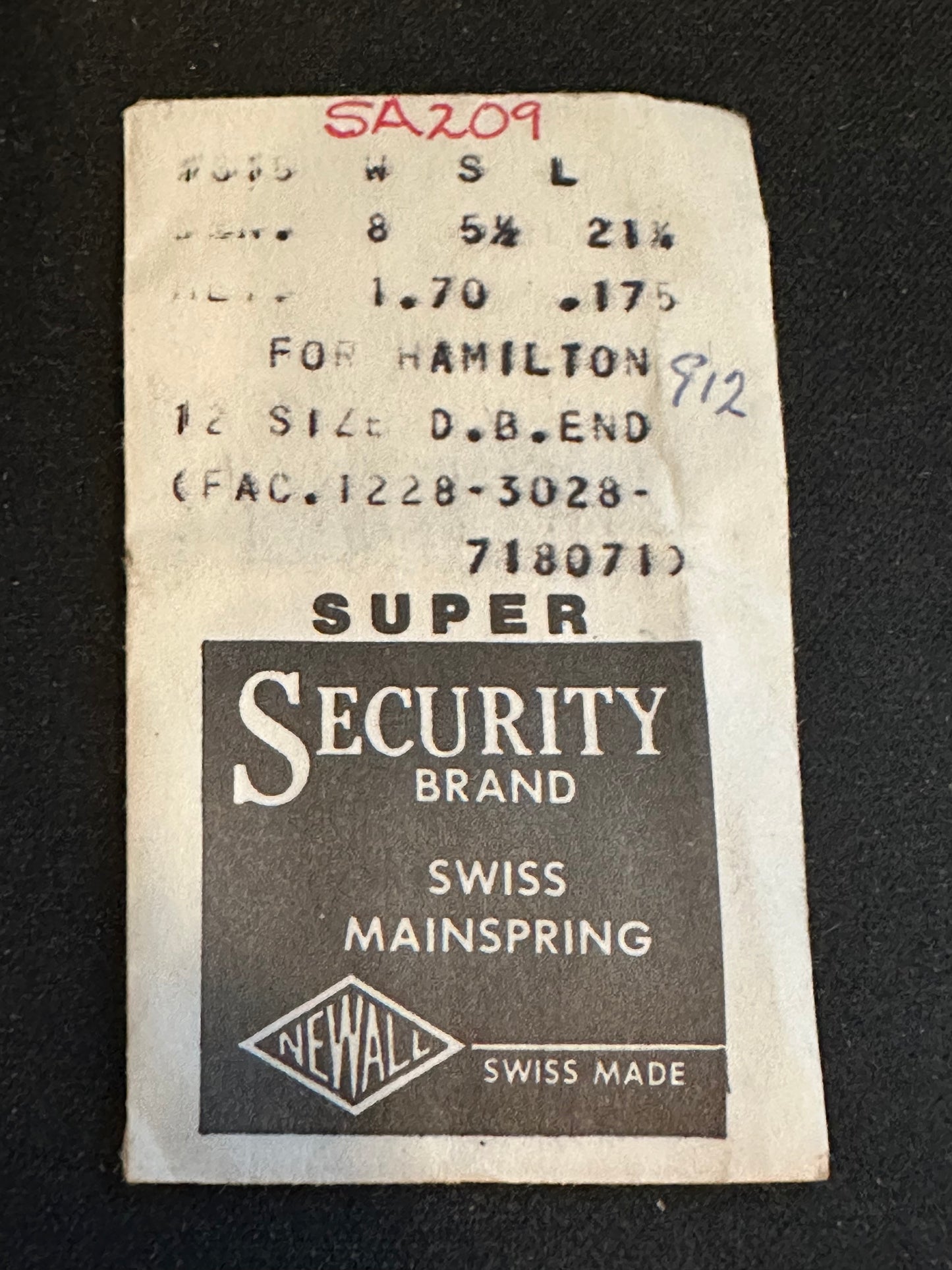 Newall SUPER Security Mainspring #615 for Hamilton 12s No. 1228 / 3028 / 718071 - Alloy
