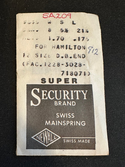 Newall SUPER Security Mainspring #615 for Hamilton 12s No. 1228 / 3028 / 718071 - Alloy