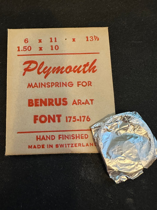 Plymouth Mainspring for Font caliber 175, 176, Benrus caliber AR, AT - Steel