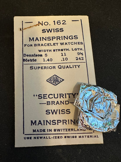 Newall Security Mainspring #162 for Gruen caliber 785, Bulova caliber 10W - Steel