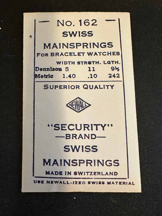 Newall Security Mainspring #162 for Gruen caliber 785, Bulova caliber 10W - Steel