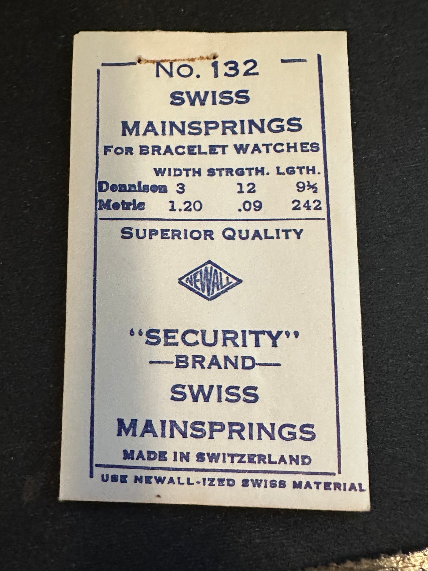 Newall Security Mainspring #132 for Bulova caliber 6MP, 8AD, 8AH, 8WH - Steel