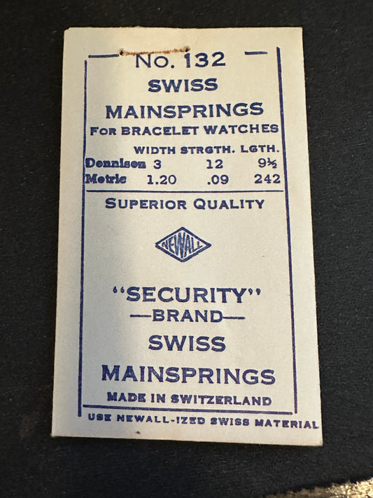 Newall Security Mainspring #132 for Bulova caliber 6MP, 8AD, 8AH, 8WH - Steel