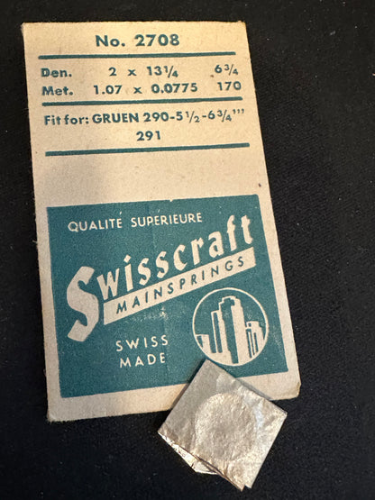 Swisscraft Mainspring #2708 for Gruen caliber 290, 291 - Steel